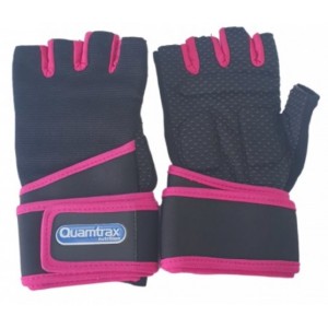 GUANTES MUÑEQUERA ROSA Y NEGRO