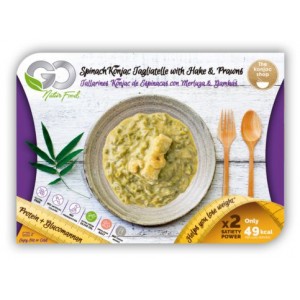 TALLARINES KONJAC DE ESPINACAS CON MERLUZA Y GAMBAS 250 GR