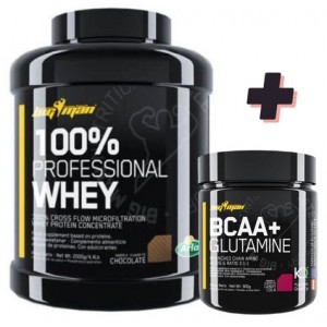 100% PROFESSIONAL WHEY 2 KG + BCAA GLUTAMINE 300 GR